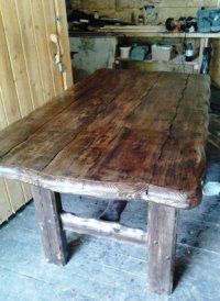 стол деревянный, искусственно состаренная древесина